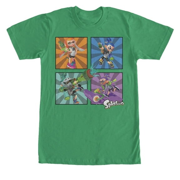 Men's Nintendo Splatoon Inkling Panels  Graphic Tee Kelly Green Small