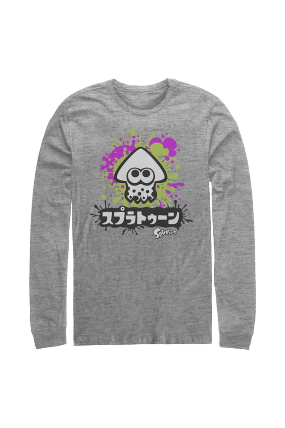 Men's Nintendo Splatoon Inkling Squid  Long Sleeve Shirt Athletic Heather X Large