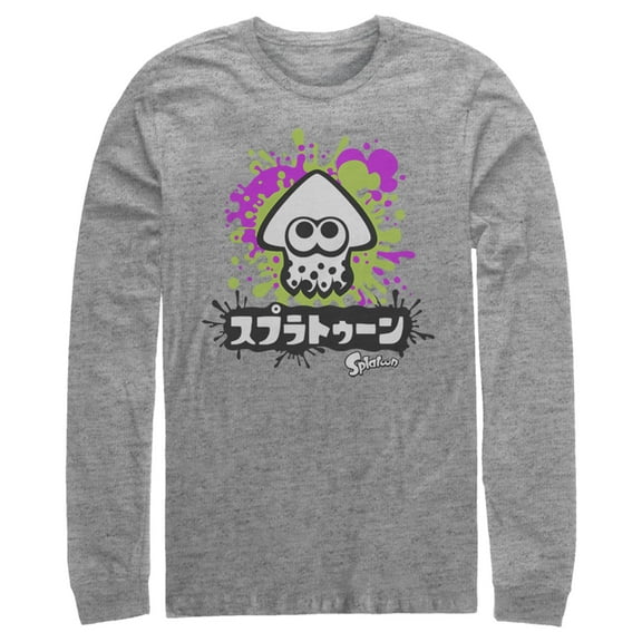 Men's Nintendo Splatoon Inkling Squid Long Sleeve Shirt Athletic Heather X Large