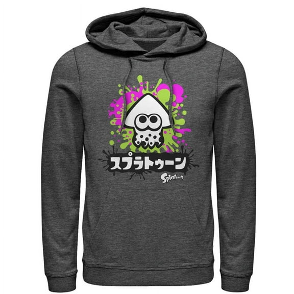 Men's Nintendo Splatoon Inkling Squid Pull Over Hoodie Charcoal Heather Medium