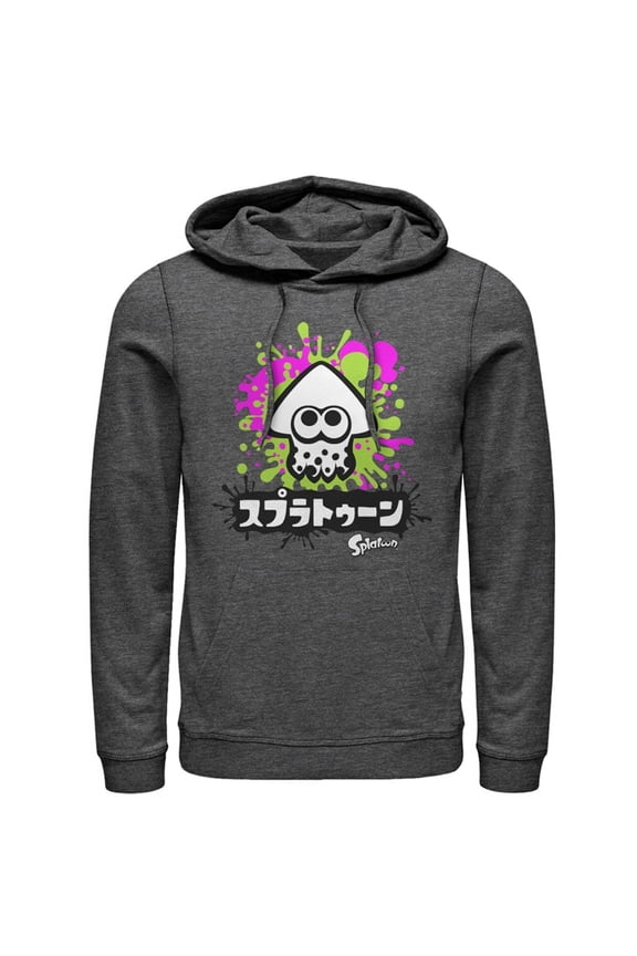 Men's Nintendo Splatoon Inkling Squid Pull Over Hoodie Charcoal Heather X Large