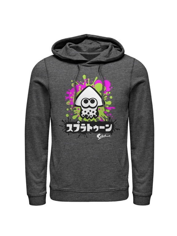 Men's Nintendo Splatoon Inkling Squid Pull Over Hoodie Charcoal Heather X Large