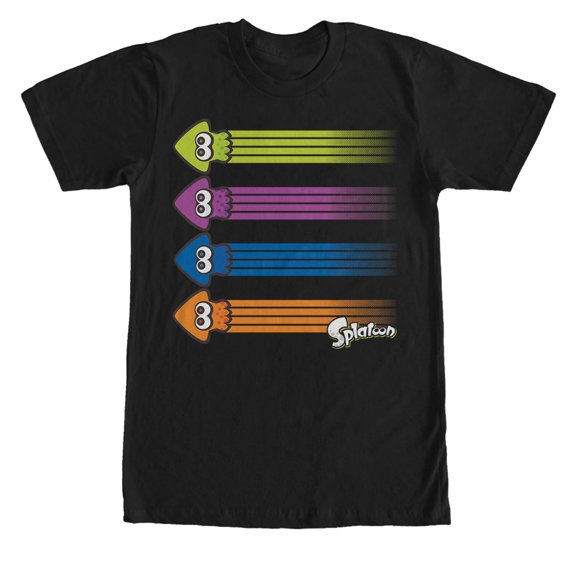 Men's Nintendo Splatoon Inkling Squid Rainbow Graphic Tee Black 2X Large