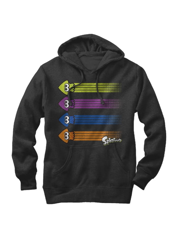 Men's Nintendo Splatoon Inkling Squid Rainbow Pull Over Hoodie Black 3X Large