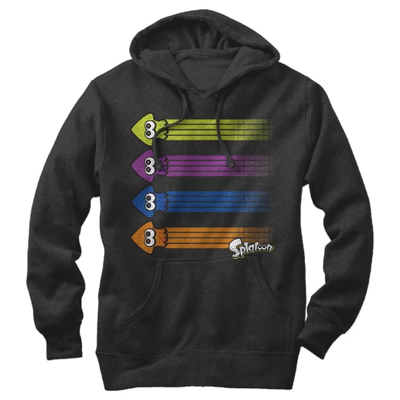 Men's Nintendo Splatoon Inkling Squid Rainbow Pull Over Hoodie Black Large