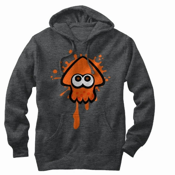 Men's Nintendo Splatoon Orange Inkling Squid  Pull Over Hoodie Charcoal Heather Large