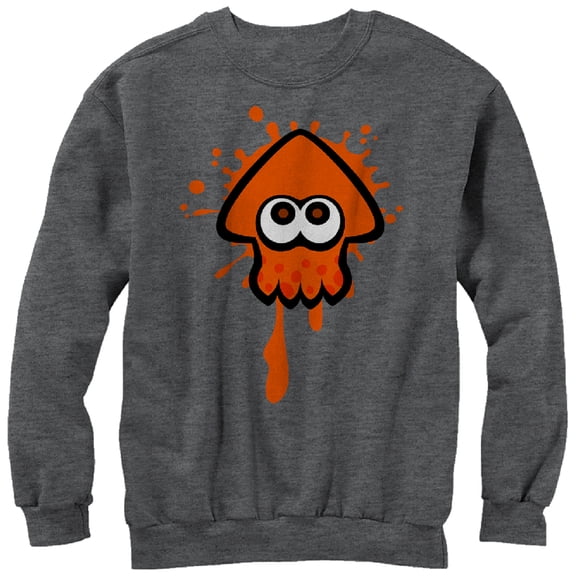 Men's Nintendo Splatoon Orange Inkling Squid  Sweatshirt Charcoal Heather Small