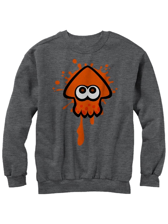 Men's Nintendo Splatoon Orange Inkling Squid Sweatshirt Charcoal Heather Small