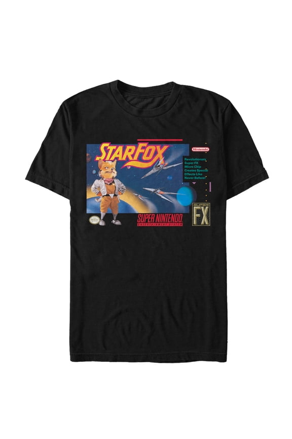 Men's Nintendo Star Fox McCloud Box Art Graphic Tee Black Medium