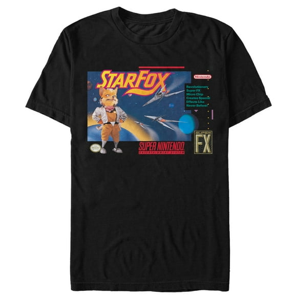 Men's Nintendo Star Fox McCloud Box Art  Graphic Tee Black Small