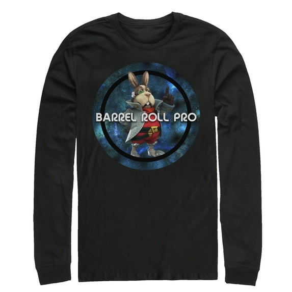 Men's Nintendo Star Fox Peppy Hare Barrel Roll Pro Long Sleeve Shirt Black Small