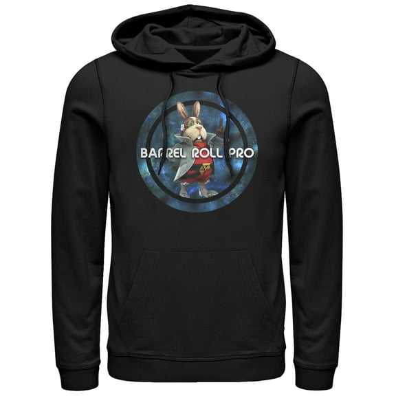 Men's Nintendo Star Fox Peppy Hare Barrel Roll Pro Pull Over Hoodie Black 3X Large