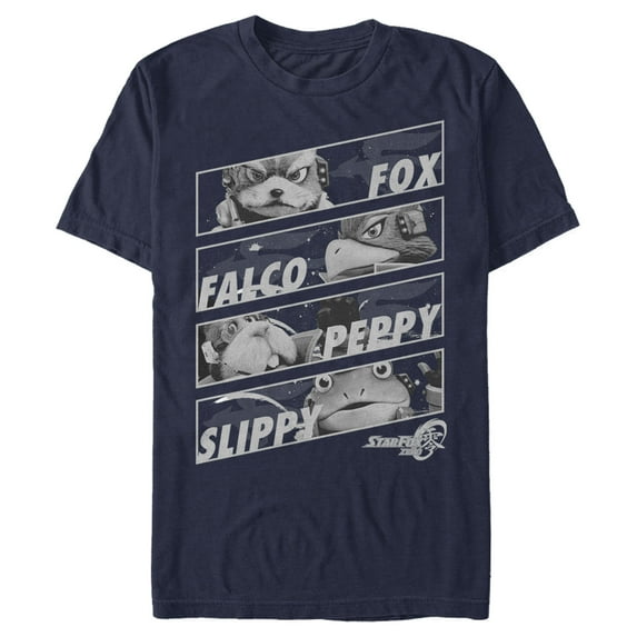 Men's Nintendo Star Fox Zero Character Panels Graphic Tee Navy Blue 2X Large