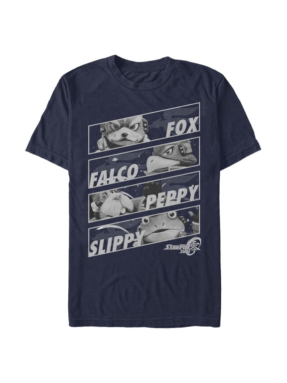 Men's Nintendo Star Fox Zero Character Panels Graphic Tee Navy Blue Large