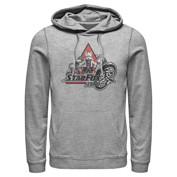 Men's Nintendo Star Fox Zero Logo Characters Pull Over Hoodie Athletic Heather Medium