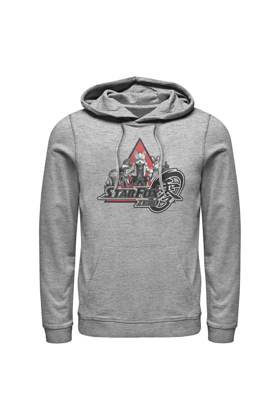 Men's Nintendo Star Fox Zero Logo Characters Pull Over Hoodie Athletic Heather X Large