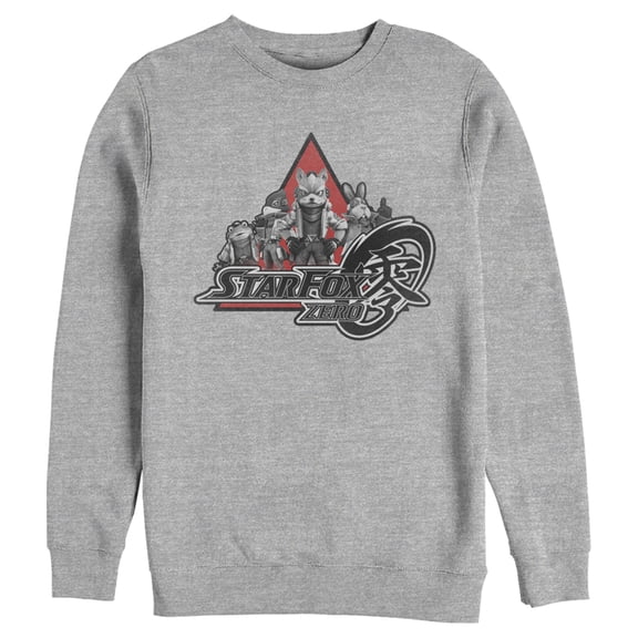 Men's Nintendo Star Fox Zero Logo Characters Sweatshirt Athletic Heather Large