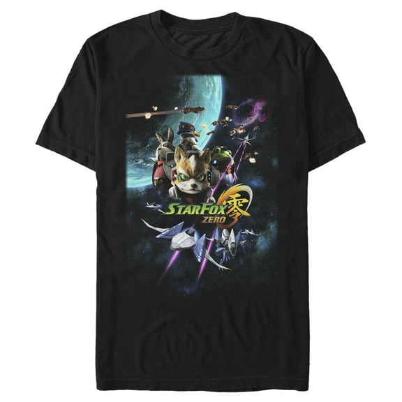 Men's Nintendo Starfox Poster  Graphic Tee Black Large
