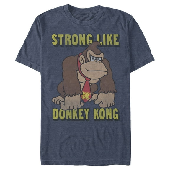 Men's Nintendo Strong Like Donkey Kong Graphic Tee Navy Blue Heather Large