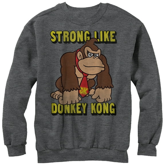 Men's Nintendo Strong Like Donkey Kong  Sweatshirt Charcoal Heather Medium