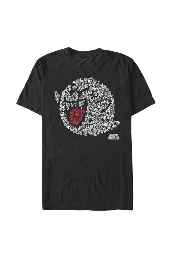 Men's Nintendo Super Mario Boo Ghost Mosaic  Graphic Tee Black Medium