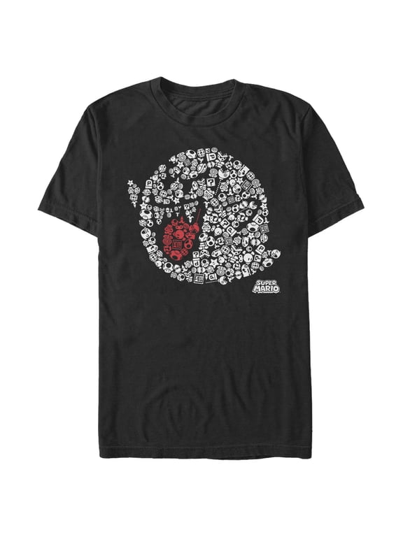 Men's Nintendo Super Mario Boo Ghost Mosaic Graphic Tee Black X Large