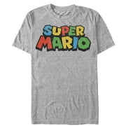 Men's Nintendo Super Mario Bright Logo Graphic Tee Athletic Heather Large