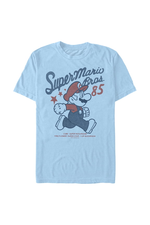 Men's Nintendo Super Mario Bros 85  Graphic Tee Light Blue Large