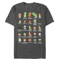 thumbnail image 1 of Men's Nintendo Super Mario Bros Character Guide Graphic Tee Charcoal Heather Small, 1 of 5