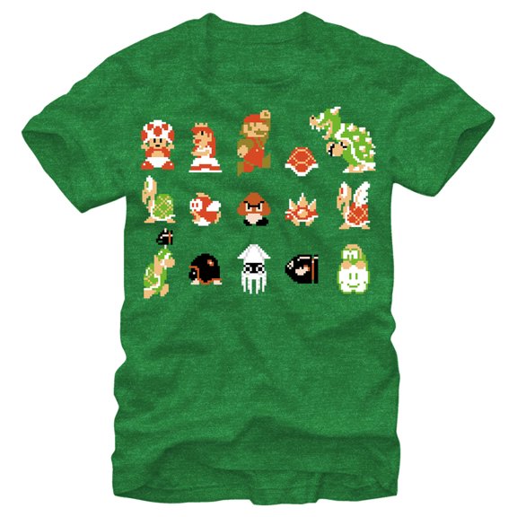 Men's Nintendo Super Mario Bros Crew  Graphic Tee Kelly Heather X Large