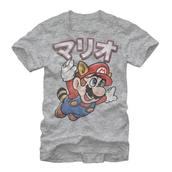 Men's Nintendo Super Mario Bros Japanese Graphic Tee Athletic Heather Medium