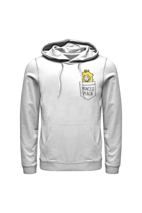 Men's Nintendo Super Mario Bros. Princess Peach Faux Pocket Pull Over Hoodie