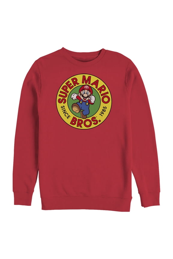 Men's Nintendo Super Mario Bros Since 1985 Badge Sweatshirt Red 2X Large