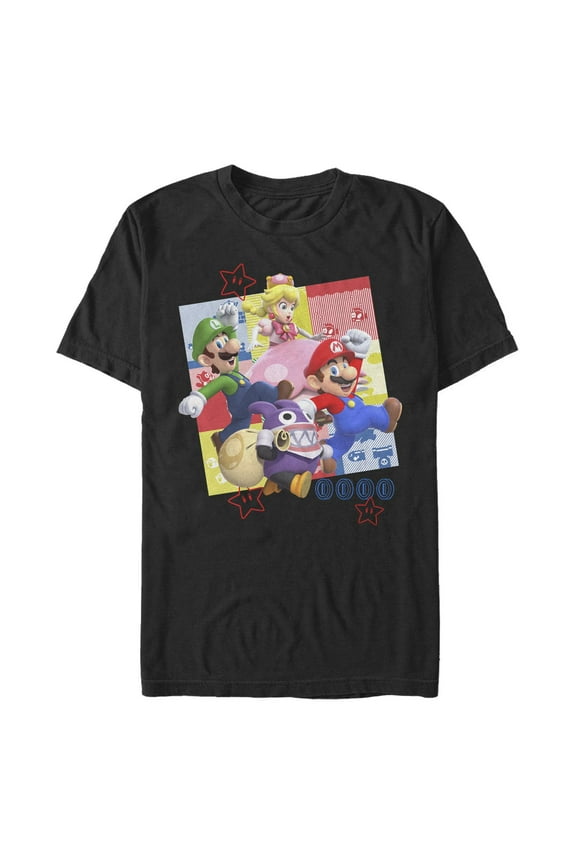 Men's Nintendo Super Mario Bros. U Deluxe Character Poster Graphic T-Shirt