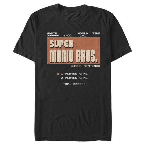 Men's Nintendo Super Mario Brothers Title Screen  Graphic Tee Black X Large