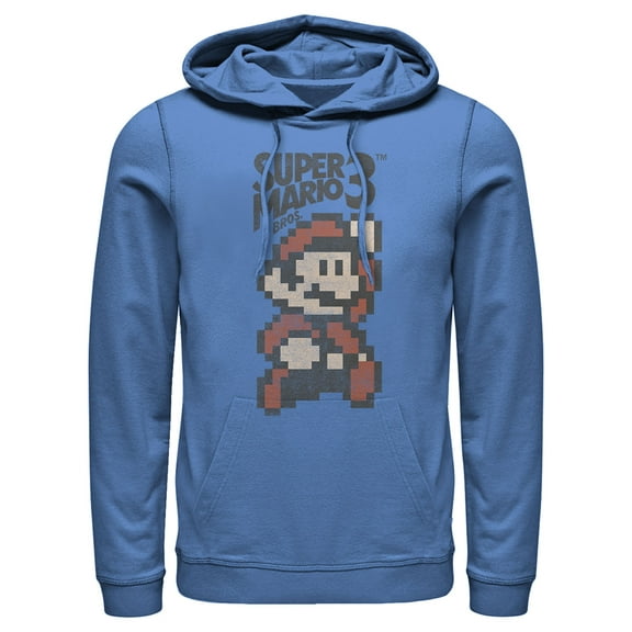Men's Nintendo Super Mario Cartridge Cover Pull Over Hoodie Royal Blue Small