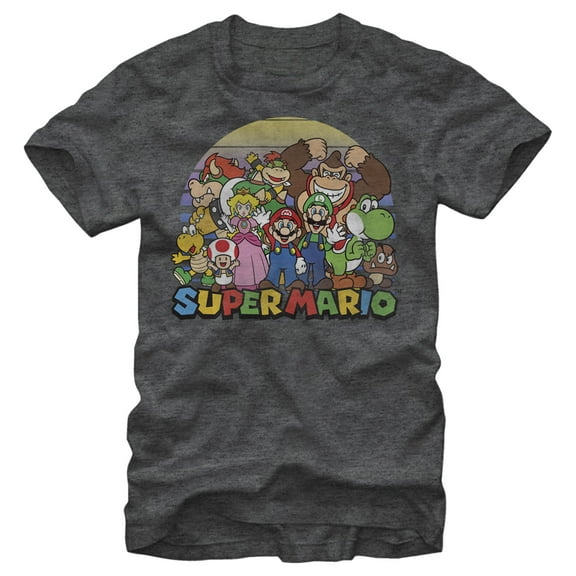 Nintendo Super Mario Men's Graphic Tee, Charcoal Heather