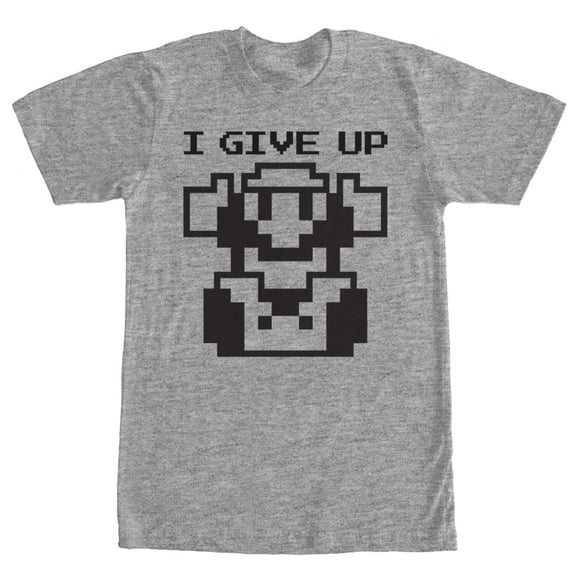 Men's Nintendo Super Mario I Give Up Graphic Tee Athletic Heather Small