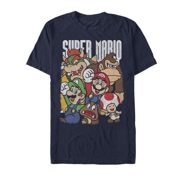 Men's Nintendo Super Mario Party Graphic Tee Navy Blue 3X Large