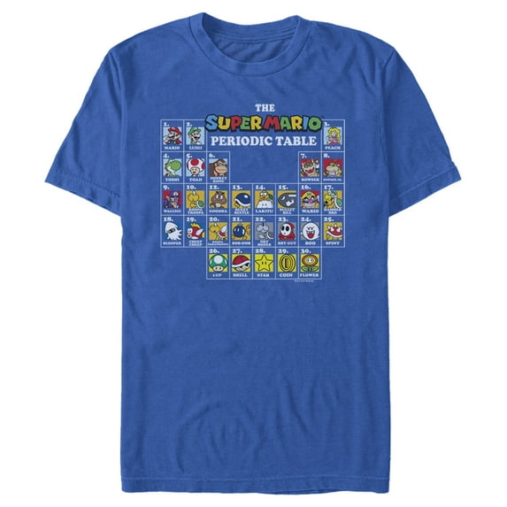 Men's Nintendo Super Mario Periodic Table Graphic Tee Royal Blue Small