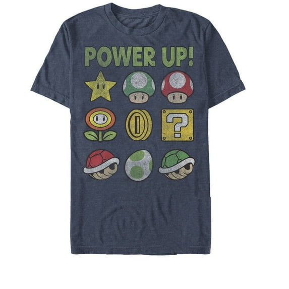 Nintendo Super Mario Power Up Bingo Mens Graphic T Shirt