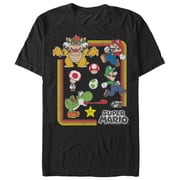 Men's Nintendo Super Mario Rainbow Frame Graphic Tee Black Large
