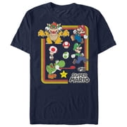 Men's Nintendo Super Mario Rainbow Frame Graphic Tee Navy Blue Medium