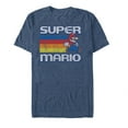thumbnail image 1 of Men's Nintendo Super Mario Rainbow Stripes Graphic Tee Navy Blue Heather Medium, 1 of 4