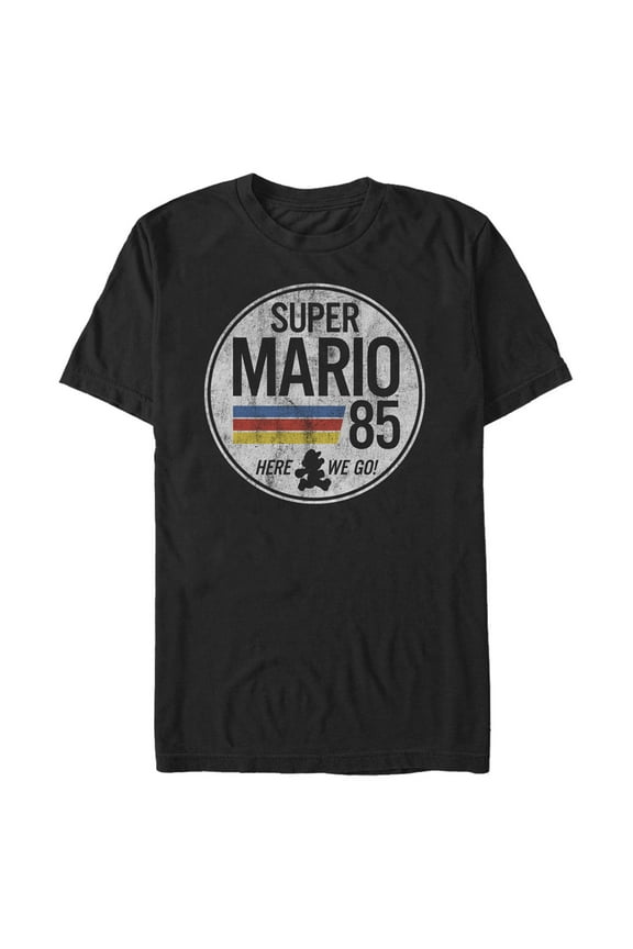 Men's Nintendo Super Mario Retro Rainbow Ring Graphic Tee Black 4X Big Tall