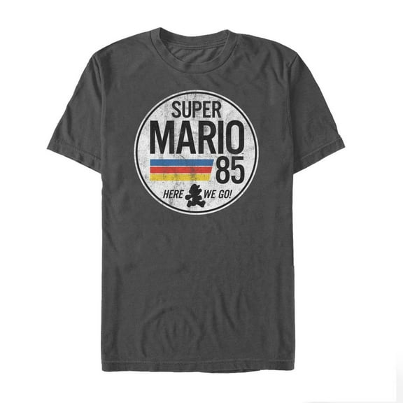 Men's Nintendo Super Mario Retro Rainbow Ring Graphic Tee Charcoal X Large