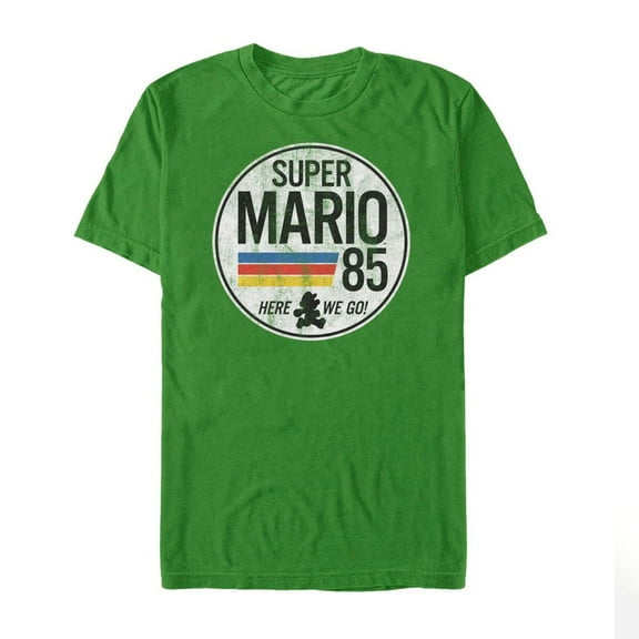 Men's Nintendo Super Mario Retro Rainbow Ring  Graphic Tee Kelly Green Medium