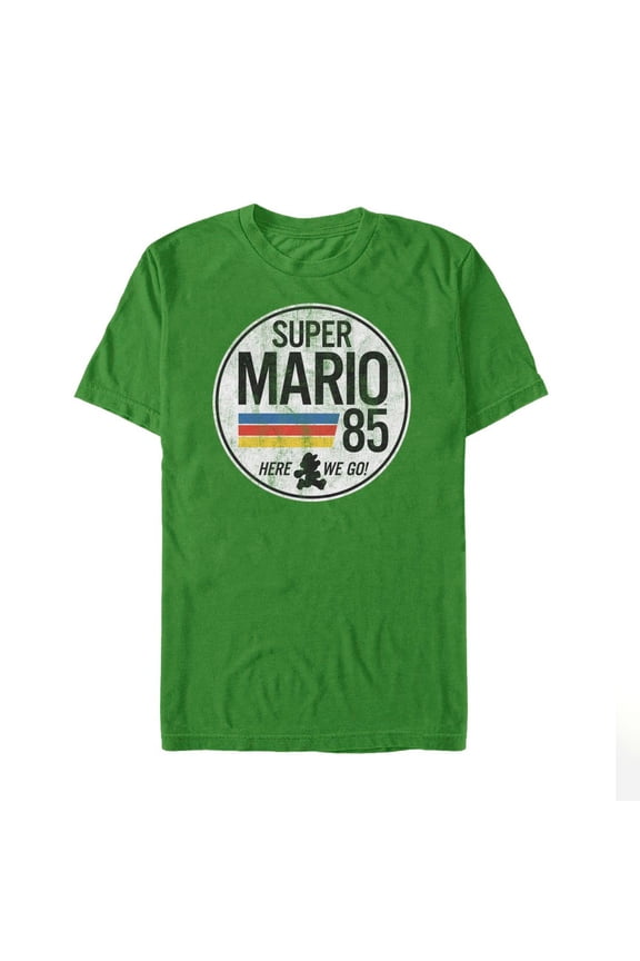 Men's Nintendo Super Mario Retro Rainbow Ring  Graphic Tee Kelly Green Medium