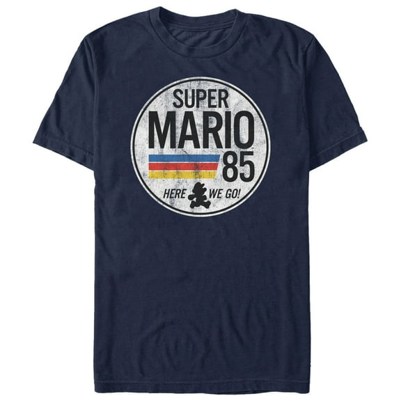 Men's Nintendo Super Mario Retro Rainbow Ring  Graphic Tee Navy Blue 3X Large