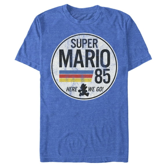 Men's Nintendo Super Mario Retro Rainbow Ring  Graphic Tee Royal Blue Heather 3X Large